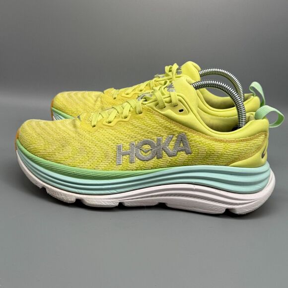 Hoka One One Gaviota 5 Womens 9 Yellow Athletic Running Sneakers Lace-Up Low Top - Picture 4 of 10